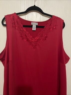 Catherines Red Lace-Trim Sleeveless V-Neck Tank 2X 22/24W